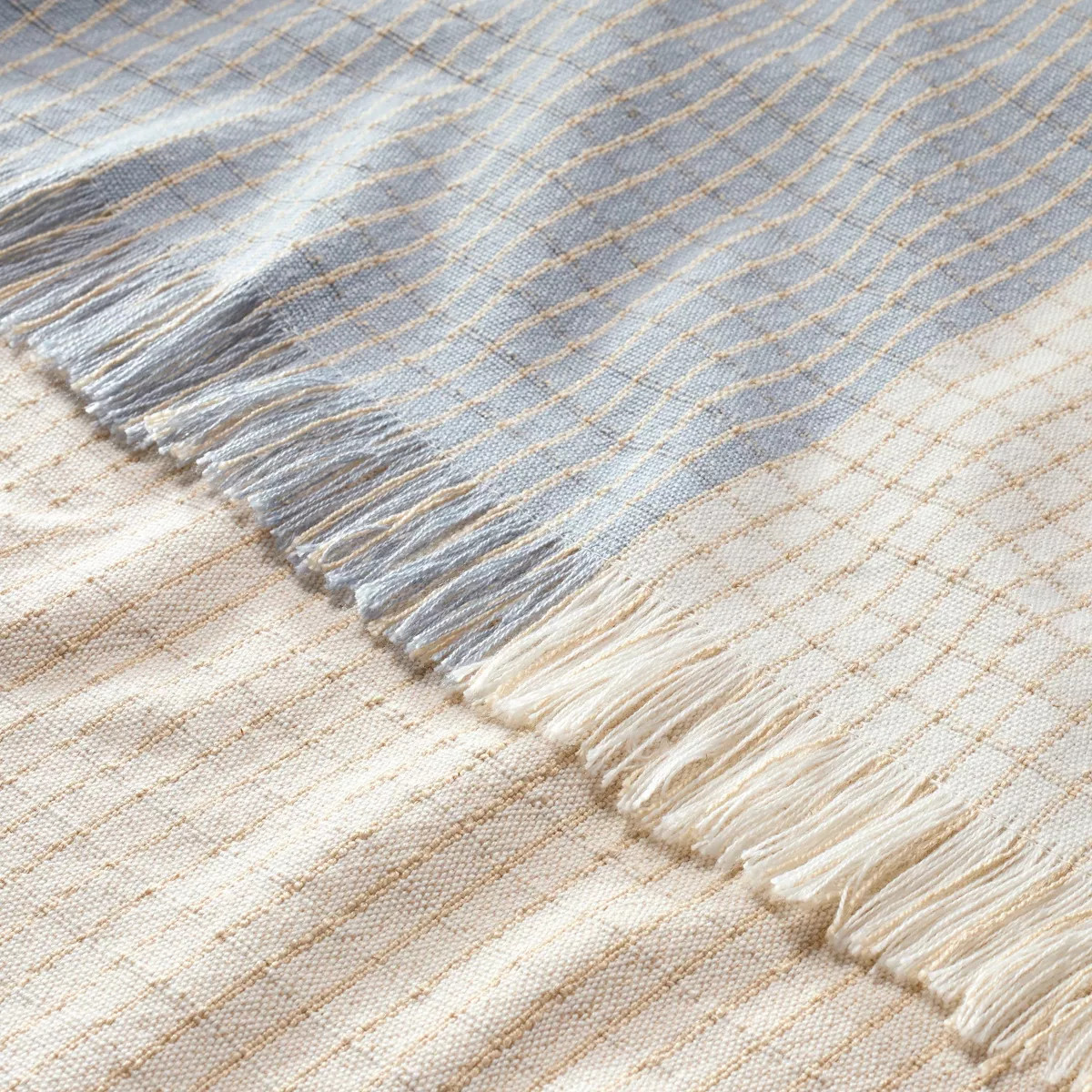 Colorblock Woven Throw Blanket Tan/Blue - Hearth & Hand™ with Magnolia | Target