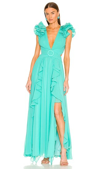 Flutter Sleeve Maxi Dress in Cyan | Revolve Clothing (Global)