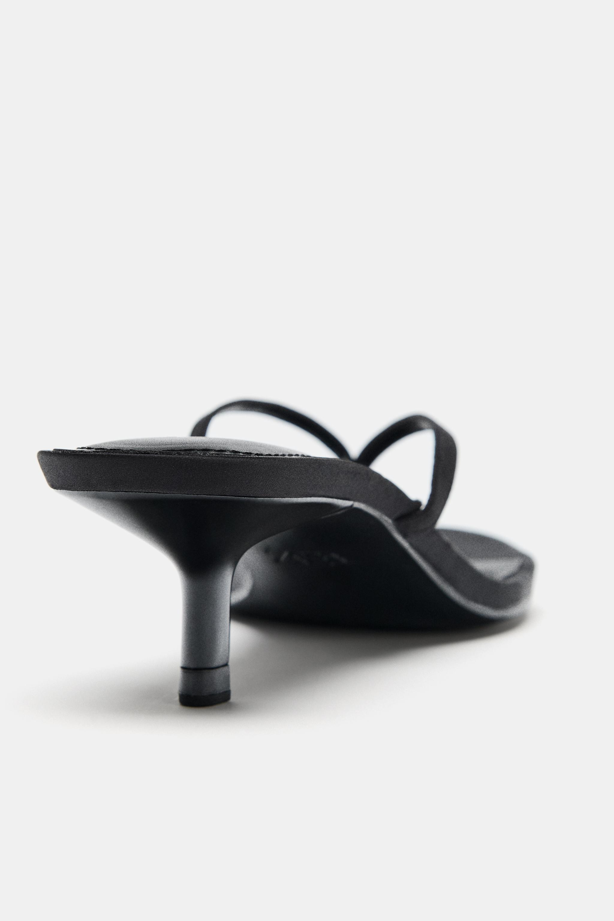 SATIN KITTEN HEEL SANDALS | Zara US