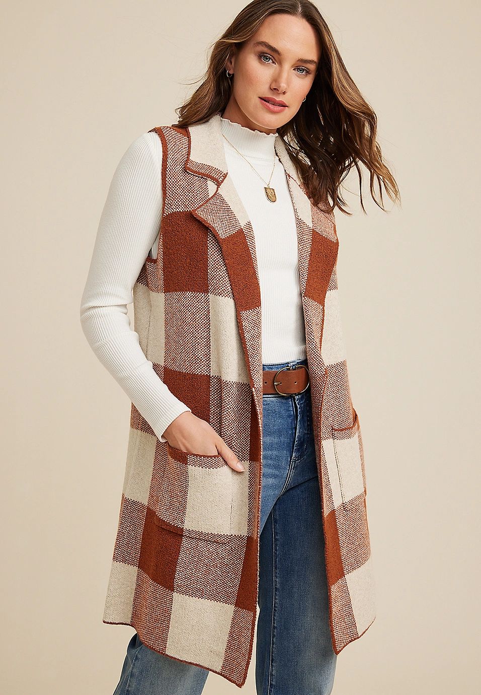 Plaid Collared Vest | Maurices