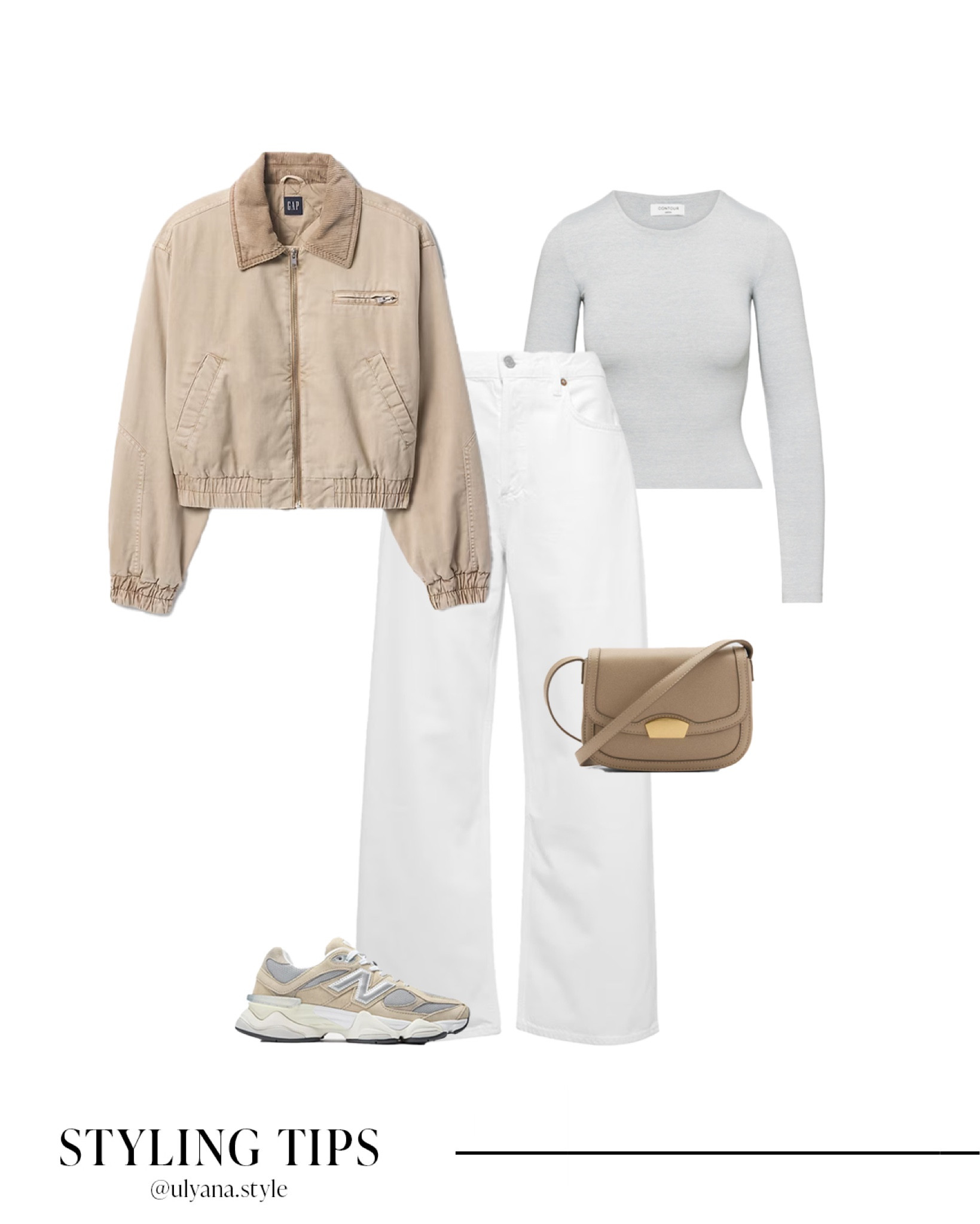 This khaki bomber jacket paired with white jeans, a gray long sleeve top, sneakers, and a chic shoulder bag is the perfect everyday outfit.
.
.
.
.
.
.
Travel outfit | casual winter outfit | winter jacket | casual jacket | cream jacket | light jacket | bomber jacket outfit | tan jacket | white jeans outfit | basic tops | sneakers with jeans | new balance sneakers | casual sneakers | trendy sneakers | outfit ideas | outfit inspo | 

#LTKSeasonal #LTKU #LTKSaleAlert #LTKGiftGuide #LTKWorkwear #LTKTravel #LTKShoeCrush #LTKItBag #LTKPetite 


#LTKFindsUnder100 #LTKStyleTip #LTKFindsUnder50