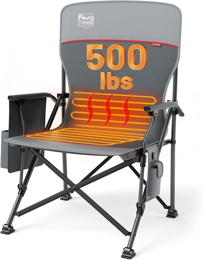 TIMBER RIDGE Oversized Heated Camping Chair for Outdoor Sports, High Back Padded Lawn Chair for A... | Amazon (US)