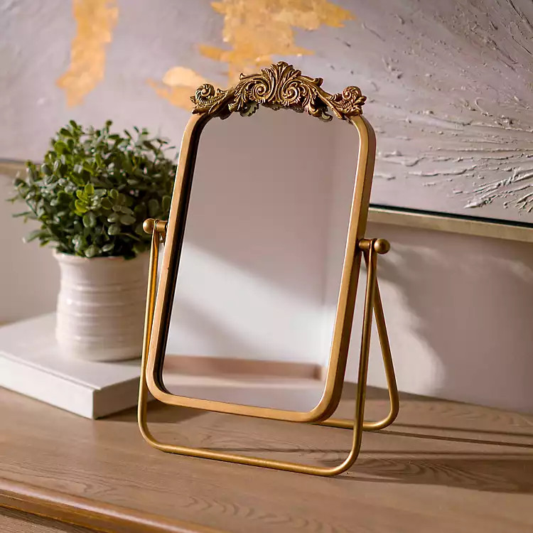 Gold Bordeaux Scroll Tabletop Mirror | Kirklands Home | Kirklands