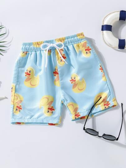 Toddler Boys Cartoon Duck Swim Shorts | SHEIN