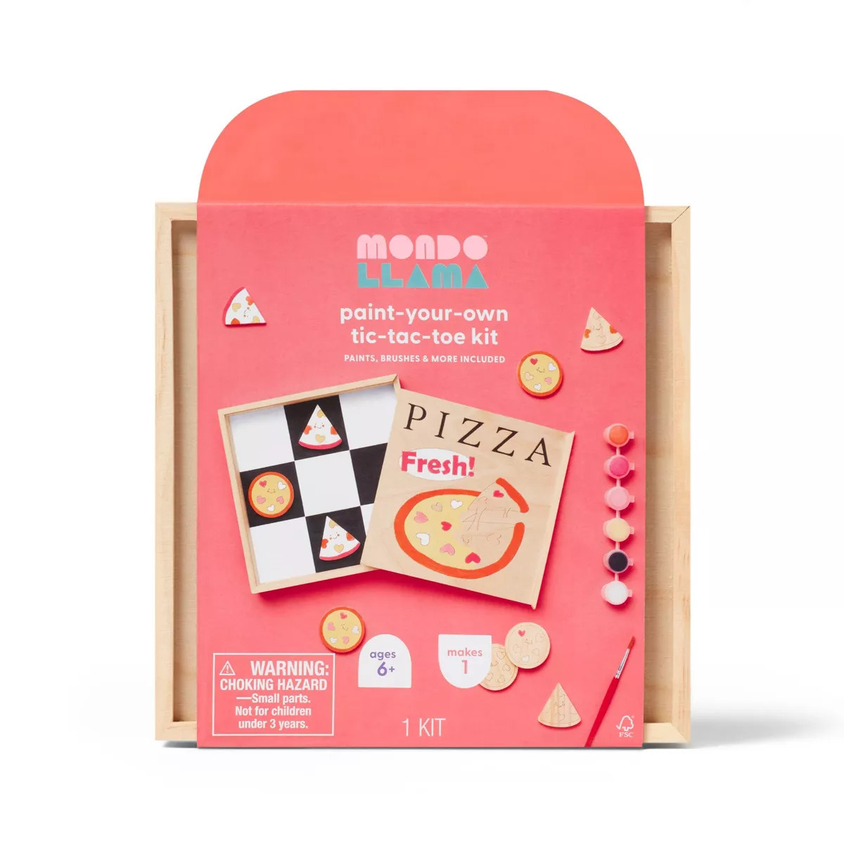 Valentine's Craft Paint - Your - Own Mini Pizza Tic - Tac - Toe Kit - Mondo Llama™ | Target