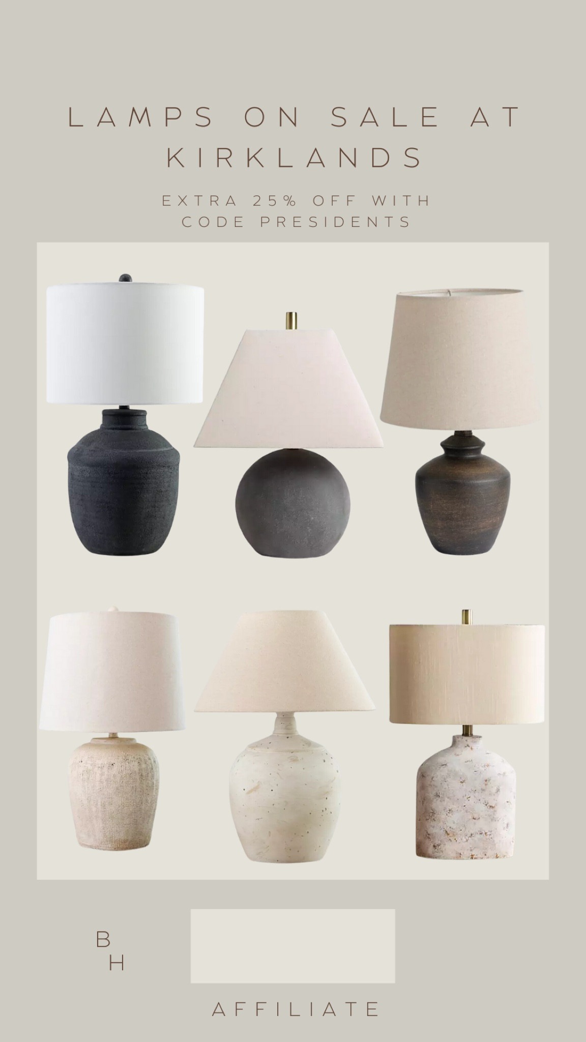 Lamps on sale at Kirkland’s! Extra 25% off with code PRESIDENTS. Table lamp, ceramic lamp, black lamp, white lamp, table lamp on sale, lamps on sale. 

#LTKfindsunder100 #LTKhome #LTKsalealert