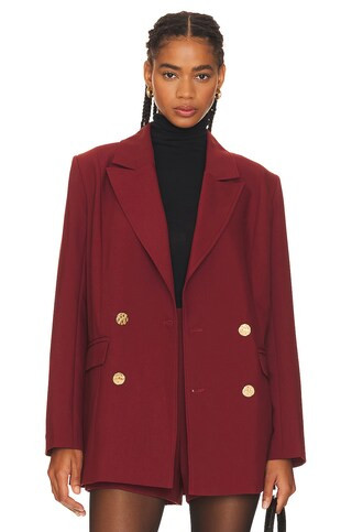 Aureta. Margot Blazer in Wine from Revolve.com | Revolve Clothing (Global)