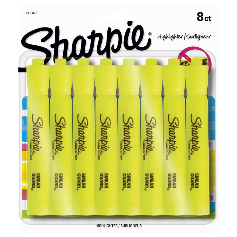 Sharpie Tank Style Highlighters, Chisel Tip, Fluorescent Yellow, 8 Count | Walmart (US)