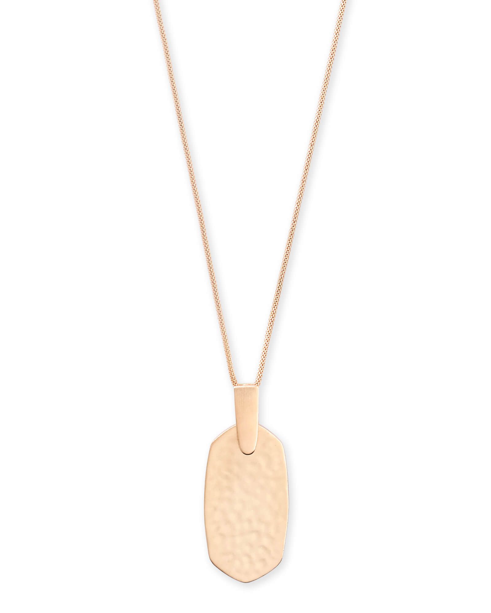 Inez Hammered Long Pendant Necklace in Rose Gold | Kendra Scott