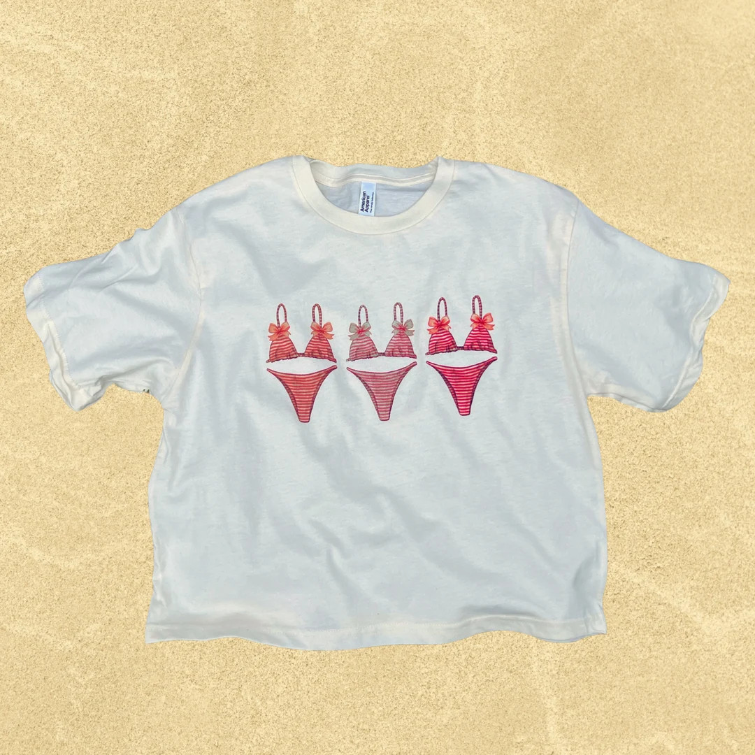 Bikinis and Bows Tee, Bikini Tee,beach Vibes,summer,summer Vibes, Ocean, Cropped Shirt,cute Summe... | Etsy (US)