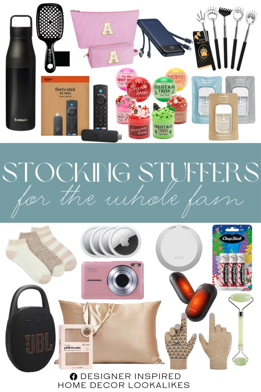 Stocking Stuffers for the Whole Fam. Holiday Stocking Fillers for Everyone. Best Stocking Fillers for the Family. Stocking Stuffer Ideas for All Ages. Must-Have Stocking Stuffer Gifts. Last-Minute Stocking Stuffers for All Ages.Fun and Practical Stocking Stuffers.   

Home more affordable option find copy cat similar look for less budget friendly affordable cheap cheaper beautiful pretty. Clearance sale coupon code discount code promo code luxury lookalike look a like Inspo inspiration inspired by idea ideas Love like these? I share multiple every day in my FB group.
#stockingstuffers #familygifts #giftideasforall #christmasgifts #holidayseason #giftguide #lastminutegifts #giftideasforeveryone #perfectstockingstuffers 

 #LTKGiftGuide #LTKHoliday #LTKSeasonal