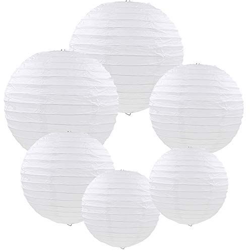 E-MANIS White Paper Round Lanterns for Birthday Wedding Party Decorations Crafts (1-Pack of 6) (Whit | Amazon (US)