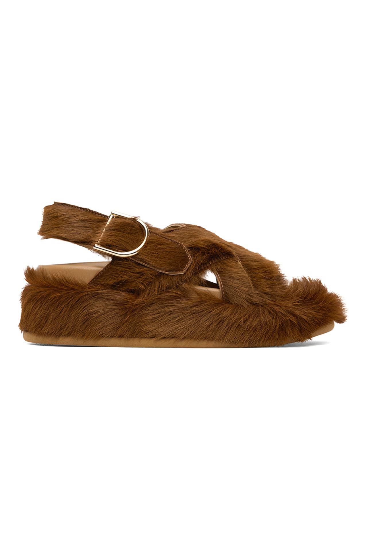 SSENSE Exclusive Brown Faux-Fur Sandals | SSENSE