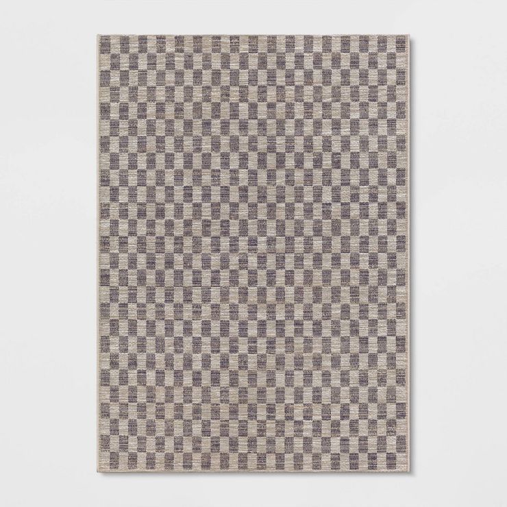 Heathered Checks Outdoor Rug Charcoal  - Threshold™ | Target