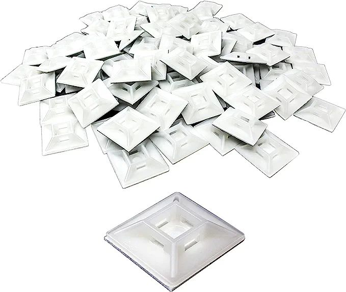 Large, Premium Zip Tie Adhesive-Backed Mounts 100 Pack by Phyxology Supply. Pro-Grade, UV White C... | Amazon (US)