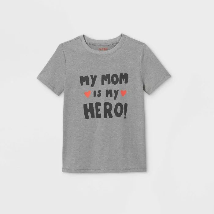 Boys' Short Sleeve 'My Mom is my Hero' Graphic T-Shirt - Cat & Jack™ Gray | Target