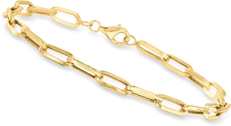 Canaria 10kt Yellow Gold Paper Clip Link Bracelet | Amazon (US)