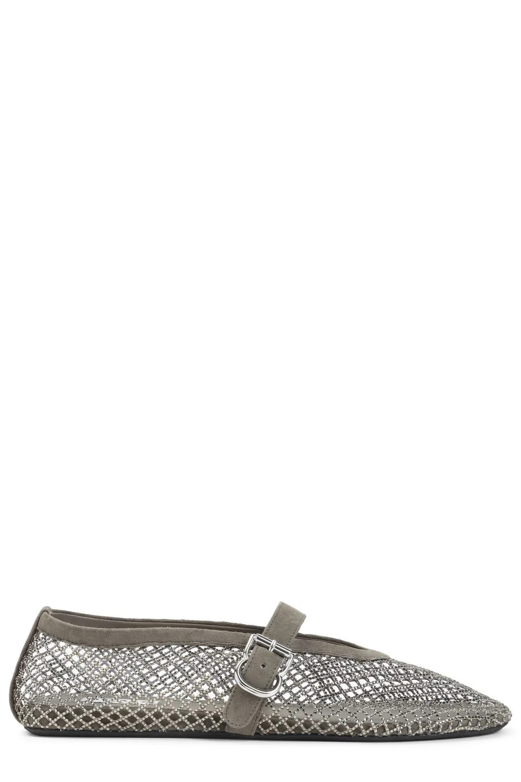 Alaïa Fishnet Embellished Ballet Flat Shoes | Cettire Global