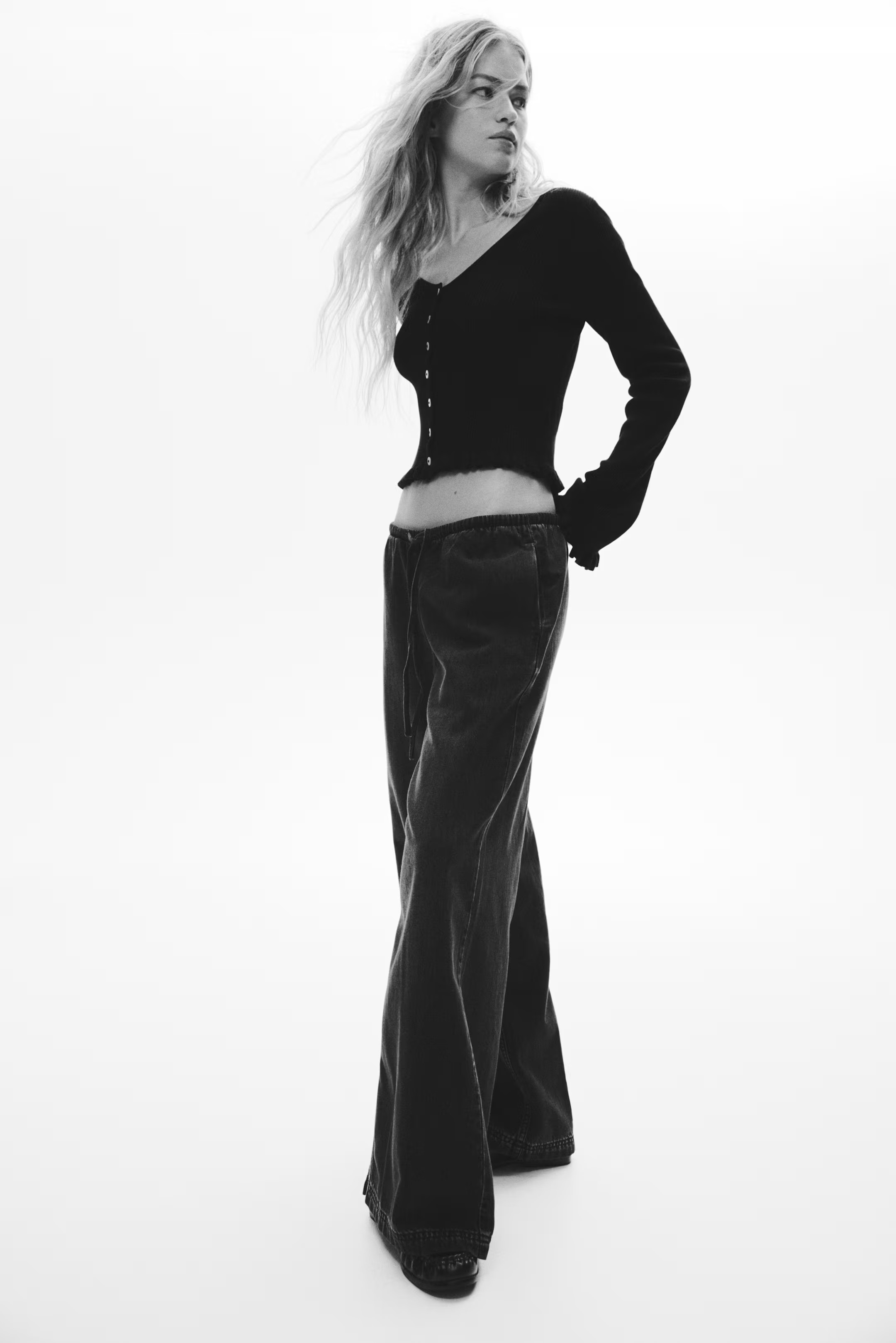 Denim drawstring trousers | H&M (UK, MY, IN, SG, PH, TW, HK)