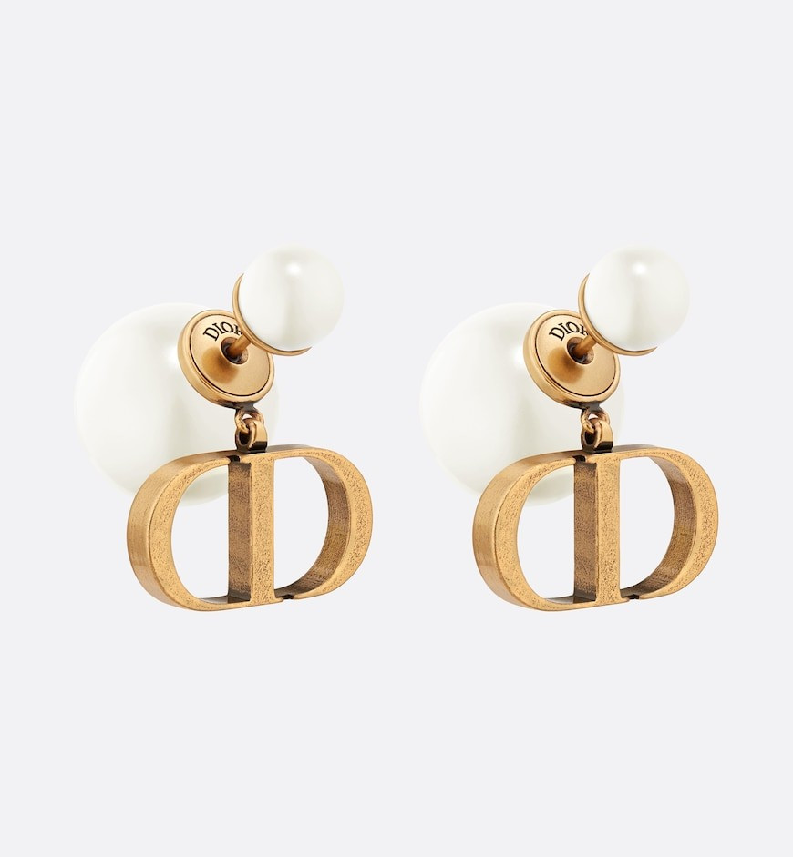 Dior Tribales Earrings Antique Gold-Finish Metal with White Resin Pearls | DIOR | Dior Beauty (US)