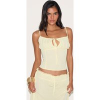 Butter Yellow Chiffon Ruched Bust Cami Top, Butter Yellow | PrettyLittleThing UK