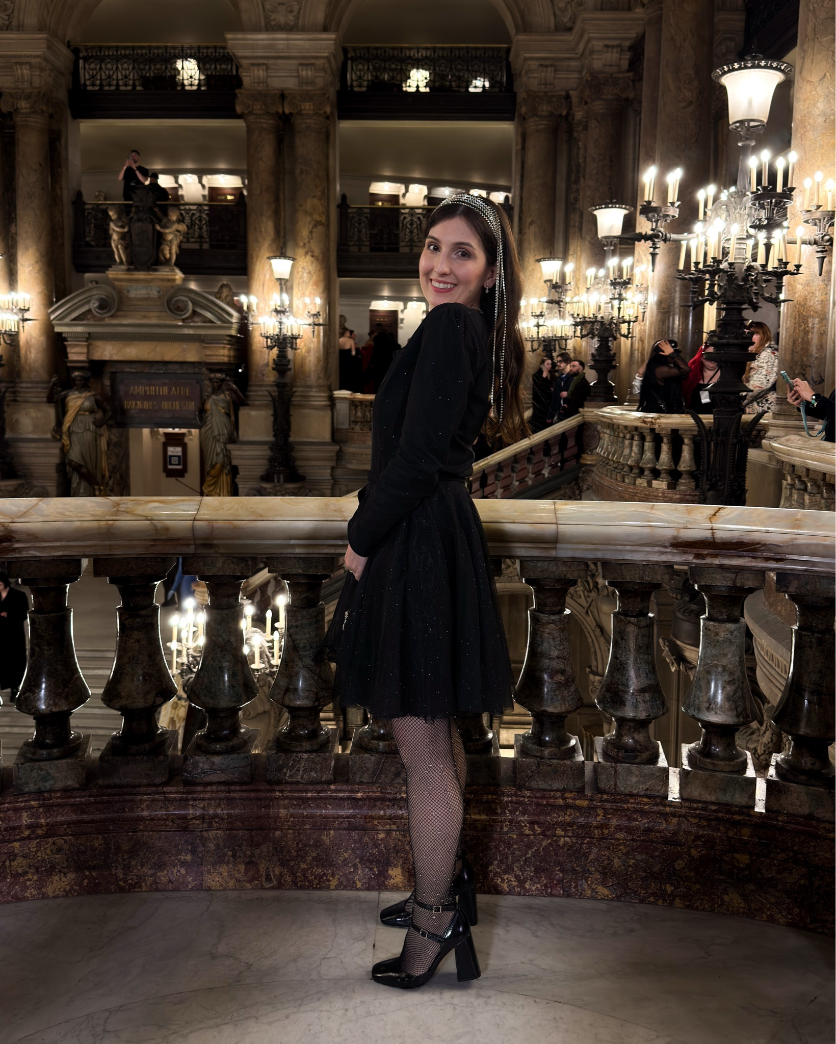 What I wore at Paris Fashion Week outfit no.4!

The theme of the last look was dripping in diamonds! I based it on a glitter-y set I made a few years ago. For accessories I chose rhinestone tights, black heels, Swarovski jewellery and rhinestone headband.
I completed the look with my favourite Santinni coat! 
#parisfashionweek #ltkfashionmonth