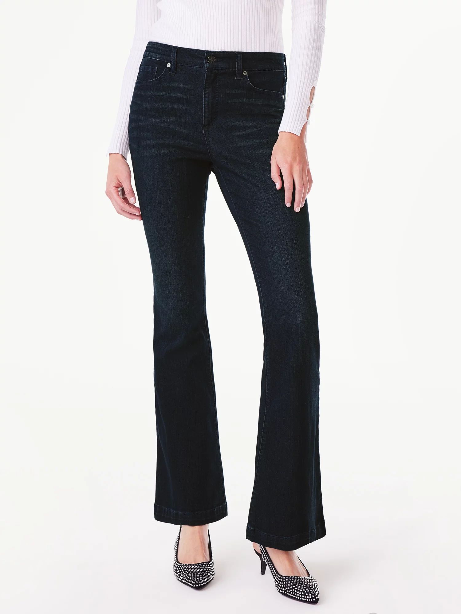Scoop Women's Flare Leg High Rise Jeans, Sizes 0-18 - Walmart.com | Walmart (US)