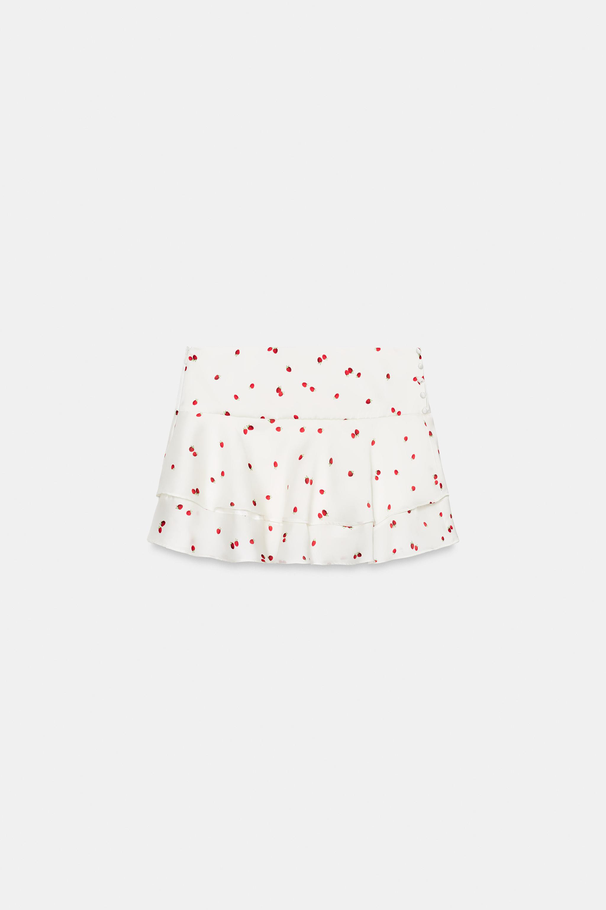RUFFLED STRAWBERRY MINI SKIRT | Zara US