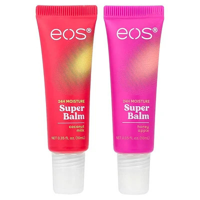 EOS, 24H Moisture Super Balm, Coconut Milk & Honey Apple, 2 Pack, 0.35 fl oz (10 ml) Each | iHerb