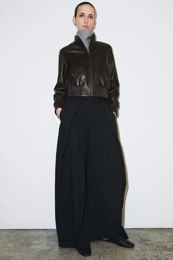 ZW COLLECTION PINSTRIPE WIDE LEG PANTS | Zara US