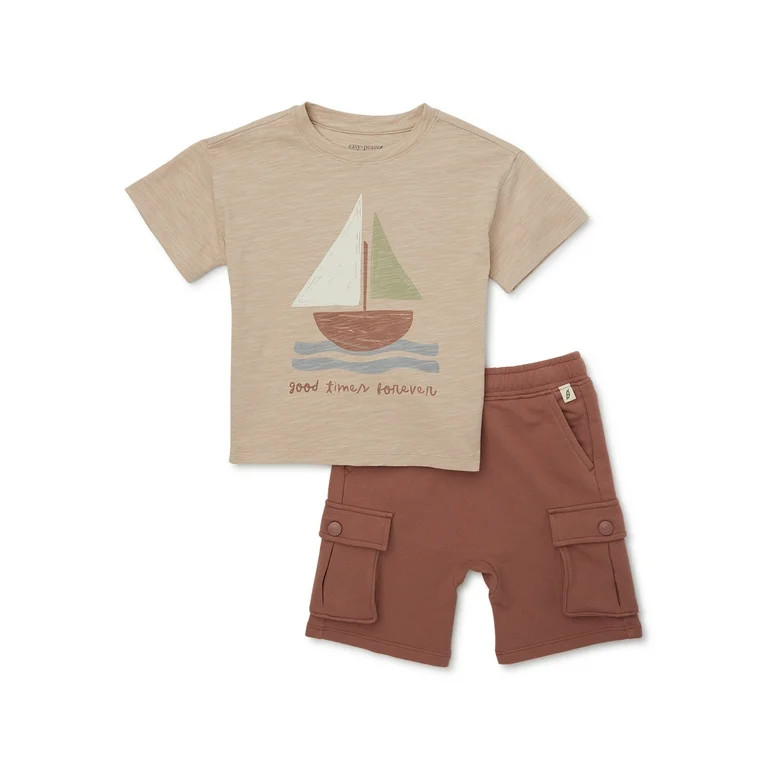 easy-peasy Toddler Boy Short Sleeve Tee and Cargo Short Outfit Set, 2-Piece, Sizes 18M-5T | Walmart (US)