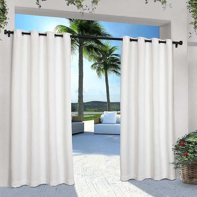 Exclusive Home Indoor/Outdoor Solid Cabana Grommet Top Curtain Panel, Winter White, 54x96, 2 Piec... | Amazon (US)