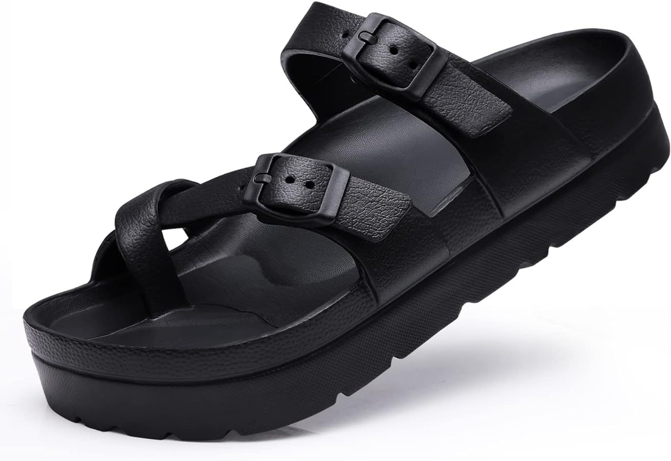 Women's Platform Sandals with Arch Support Comfortable Foam Slides Lightweight Thick Soles | Adju... | Amazon (US)