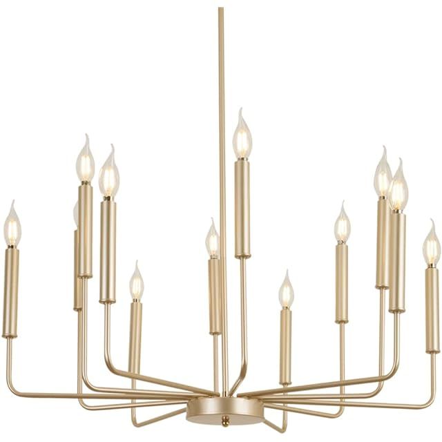 Zhizenl Gold Chandelier, 6-Lights Farmhouse Chandeliers for Dining Room, Adjustable Height Modern... | Amazon (US)