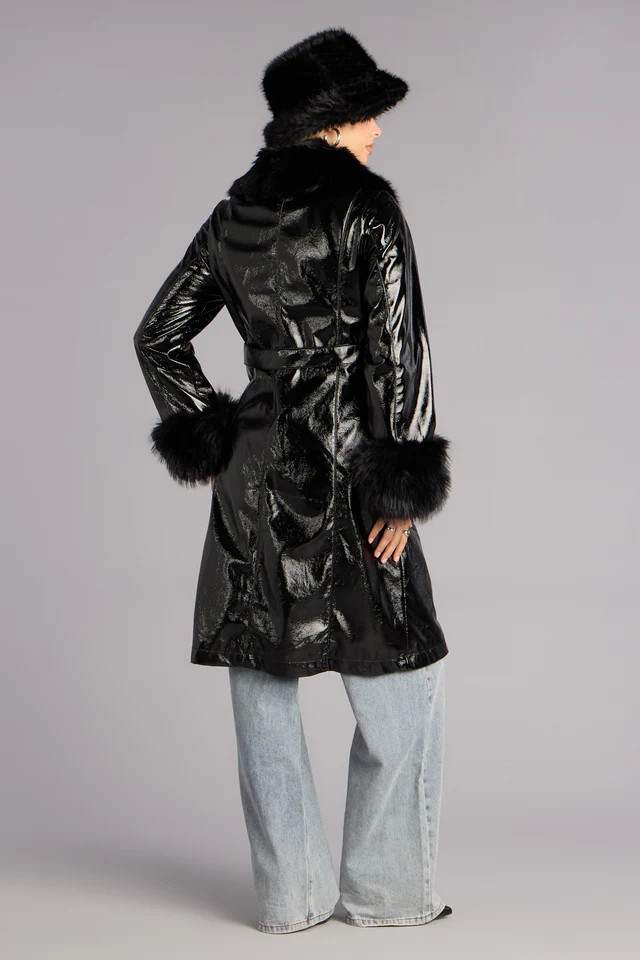 Glam Games Faux Fur Trim Trench Coat | Windsor Stores