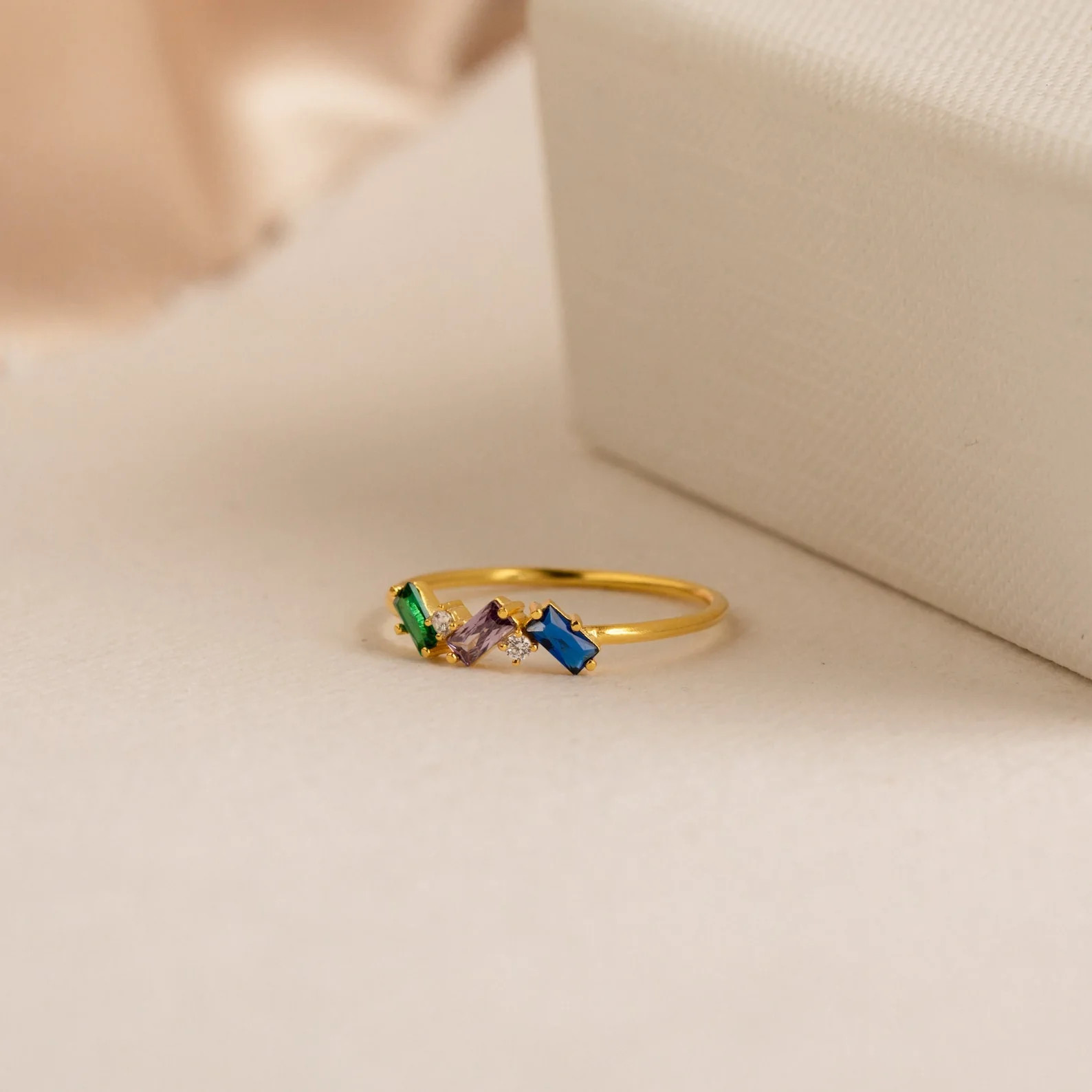 Cluster Baguette Birthstone Ring | Caitlyn Minimalist