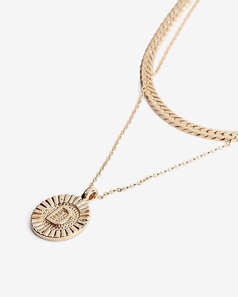 2 Row Initial Coin Necklace | Express