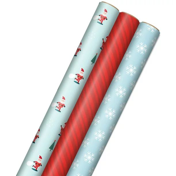 Hallmark Christmas Wrapping Paper with Cutlines on Reverse (120 sq. ft. ttl: Dancing Santa, Red S... | Walmart (US)