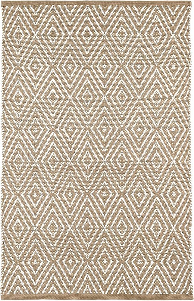 Dash and Albert Diamond Indoor/Outdoor Area Rug - 6' x 9' Khaki/White - Geometric Pattern Handwov... | Amazon (US)