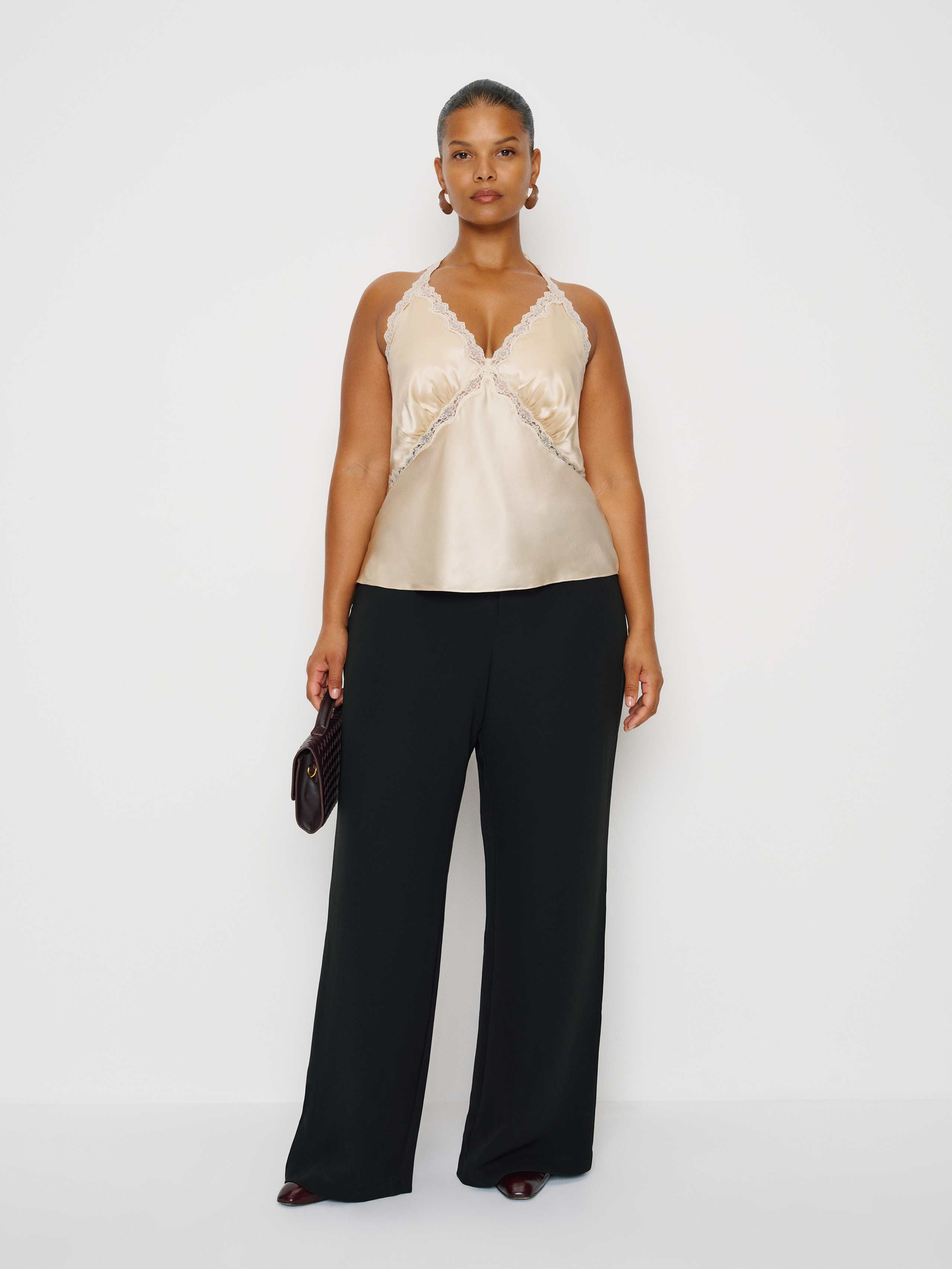 Reformation Monica Silk Top Es Ivory 2X | Reformation (Global)
