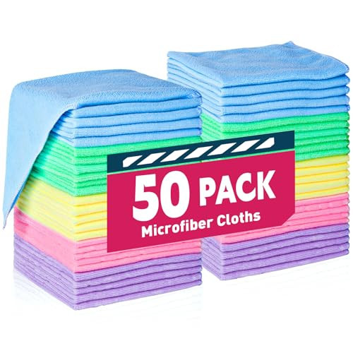 TEAWOO Microfiber Cleaning Cloths-50 Pack, Microfiber Towels Bulk | Amazon (US)