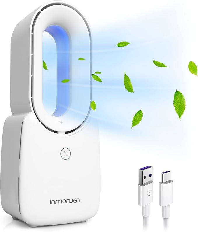 CONBOLA Desk Fan, 11.8 Inch Bladeless Fan Small Table Fan, with Touch Control 5-Colors Decorative... | Amazon (US)