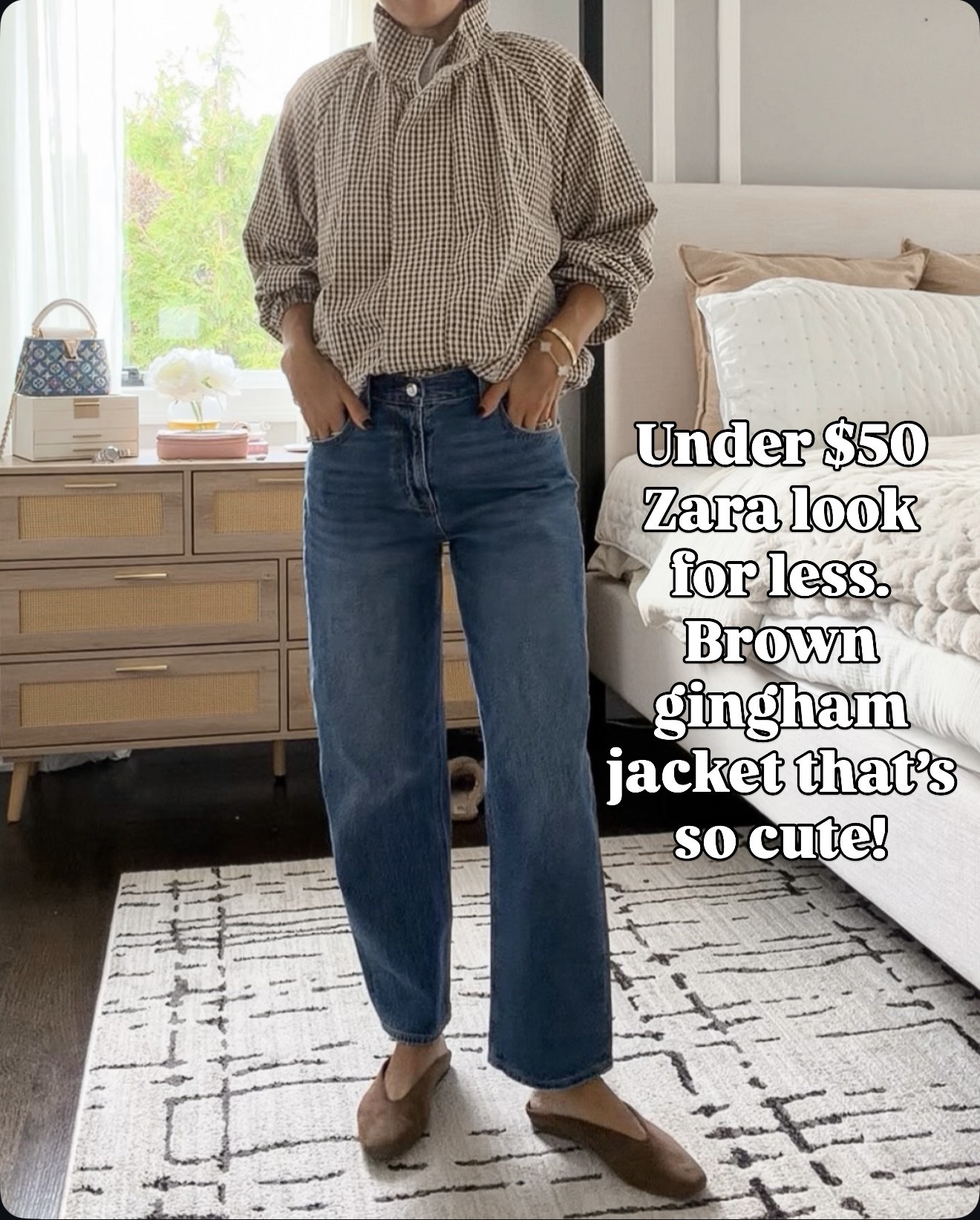 Under $50 and giving me all the Zara vibes 🤎 This brown gingham jacket is such a cute layer for fall. 
💬Comment LINK and I’ll send you the details!

#LTKootd #LTKmomlife #LTKOver40
