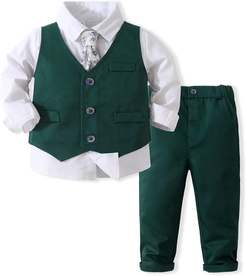 Kimocat Baby Boy Clothes Outfit Suit Long Sleeve Gentleman Tuxedo Vest Wedding Birthday Party Sui... | Amazon (US)