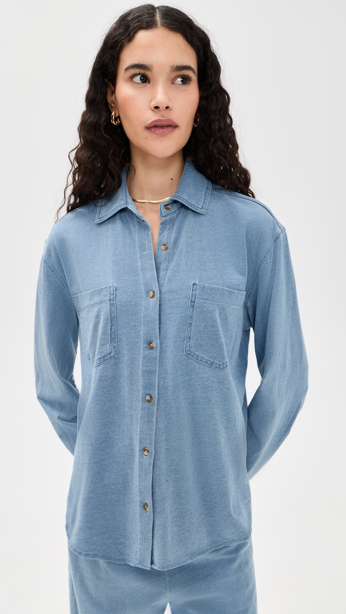 Reese Jersey Denim Button Up | Shopbop