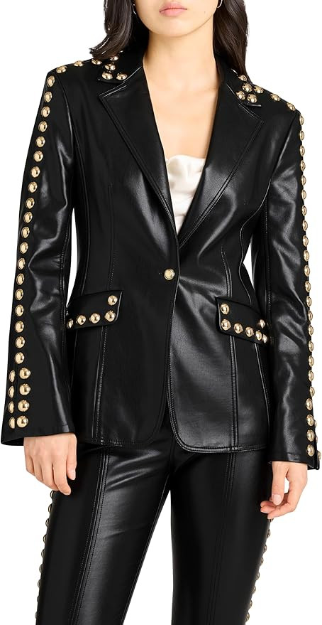 Amazon.com: Cinq à Sept Women's Studded Milly Jacket, Black/Gold, 10 : Clothing, Shoes & Jewelry | Amazon (US)