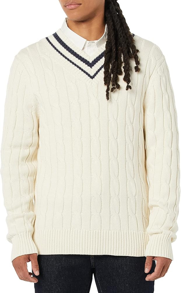 Men's V-Neck Cable Sweater | Amazon (US)