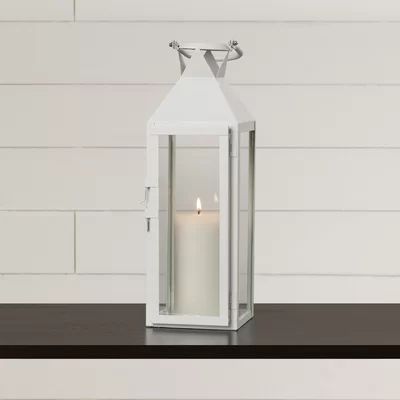 Tall Glass and Metal Lantern Gracie Oaks Color: White | Wayfair North America