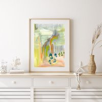Green Abstract Art Print Modern Neutral Artwork, Summer Wall Decor | Etsy (US)