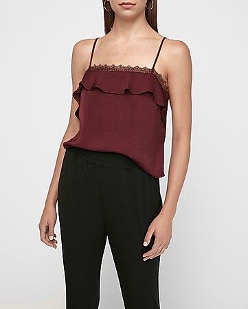 Lace Square Neck Cropped Cami | Express